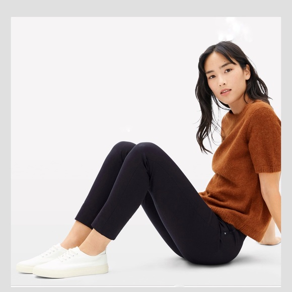 Everlane Black Side Zip Cotton Stretch Trousers - Picture 2 of 12